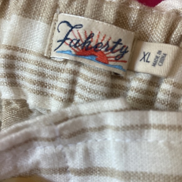 Faherty Monterey Linen Striped Pants Sz XL Sand 100% Linen - Picture 4 of 5